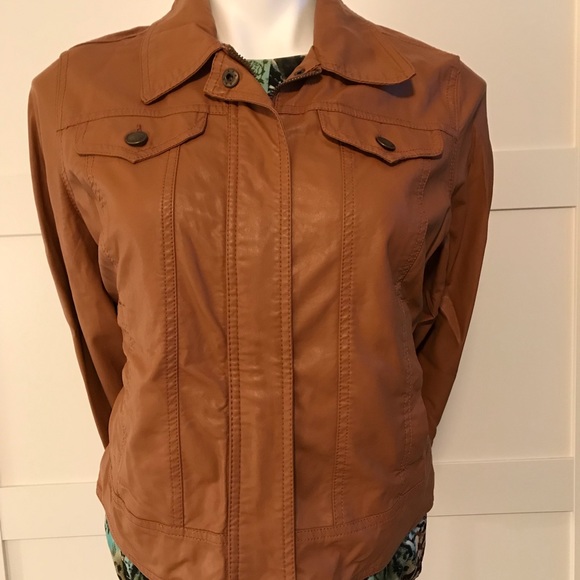 Jou Jou Jackets & Blazers - {BOGO} Joujou Faux Leather Jacket - Saddle